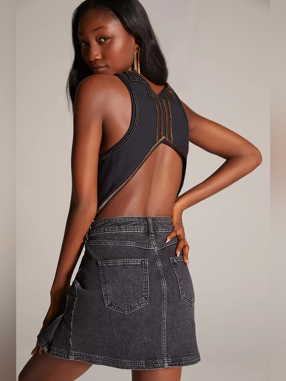 Anthropologie Pilcro Denim Side Pleat Mini Skirt Dark Wash Sz 6 Y2K Boho Western - Picture 3 of 10